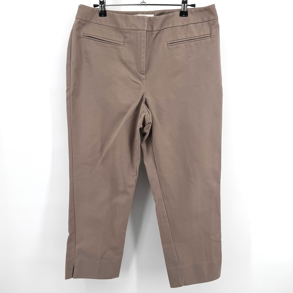Chico's So Slimming Ankle Pants Women 1.5 L Taupe Brown Cotton Stretch Trousers